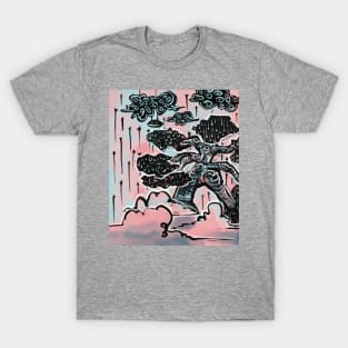 Enchanted Oak Aesthetic Tree Art - eyes in the clouds rain in the leaves T-Shirt